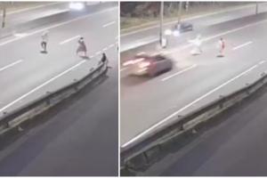 El hombre quiso cruzar la autopista irresponsablemente