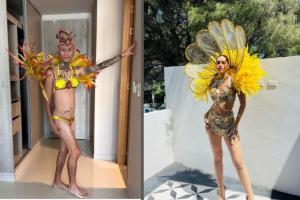 La Liendra y Paulina Vega con sus atuendos del Carnaval de Barranquilla 