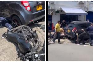 Conductor atropelló a dos fleteros que iban a robar a una mujer saliendo del cajero