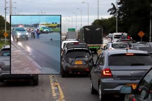 Trancón en la autopista Norte por muerte de motociclista