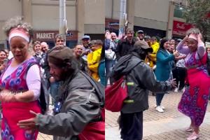 Habitante de calle sacó a bailar a una señora en pleno centro de Bogotá