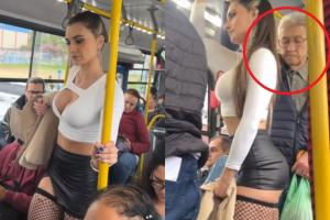 modelo de OnlyFans en transporte público