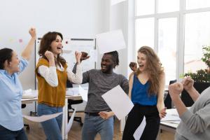 Trabajadores felices