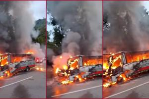 Incendio en la vía Bogotá-Villeta