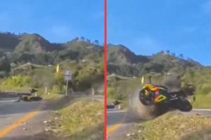 Dos motociclistas salieron volando en accidente en la vía Bogotá – Villeta