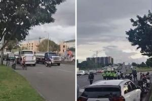 Bloqueo en la Av. Ciudad de Cali con calle 26 por protestas en Bogotá