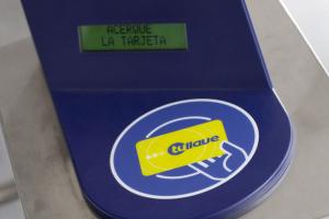 Máquina para registrar el pago en TransMilenio