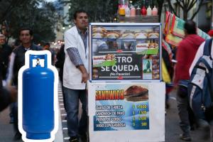 Vendedor ambulante que utiliza pipetas de gas