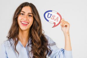 Mujer tomando cursos de inglés