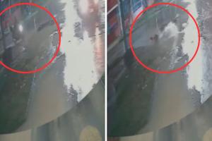 Motociclista cae en alcantarilla sin tapa