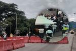 Manifestantes en la vía al Llano