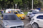 Ruta escolar y cuatro carros chocaron en Barrios Unidos; la movilidad está colapsada