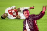 Jugador de Santa Fe con Silvestre Dangond