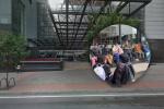 Manifestantes bloquean paso del Centro Comercial San Martín