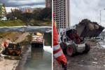 Autoridades sacando basuras en los caños de Bogotá