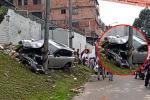 Camioneta se estrelló contra un poste y complica la movilidad en Usaquén