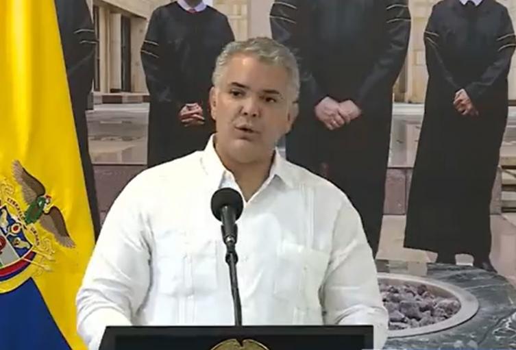 Iván Duque durante el encuentro de la Comisión Nacional de Disciplina Judicial.