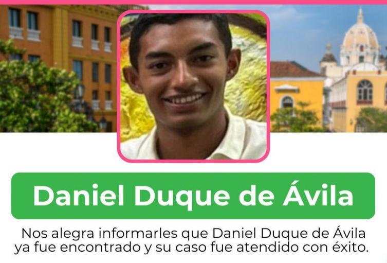 Apareció con vida Daniel Duque de Ávila, menor desaparecido en Cartagena.