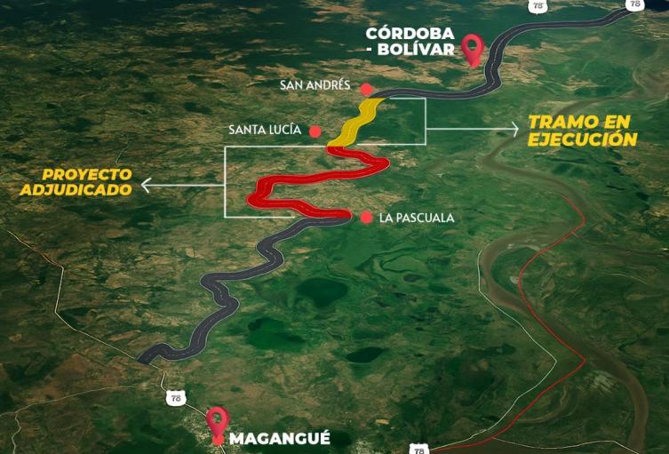 Gobernación de Bolívar adjudica construcción de la vía Magangué–Córdoba Tetón