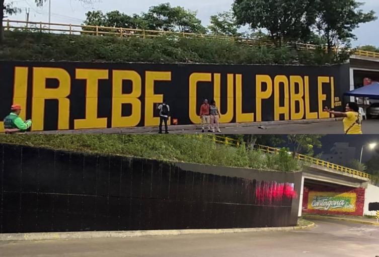 Mural contra Uribe Cartagena