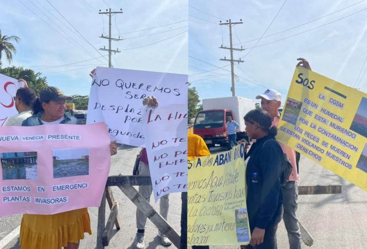 Comunidad de Nueva Venecia bloquea la vía Ciénaga - Barranquilla por crisis ambiental y humanitaria en la Ciénaga Grande