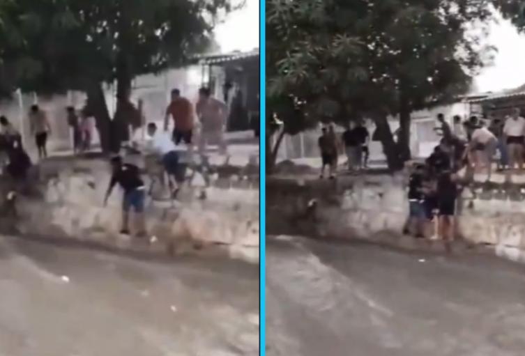 Niño y mototaxista son rescatados por vecinos en Barranquilla