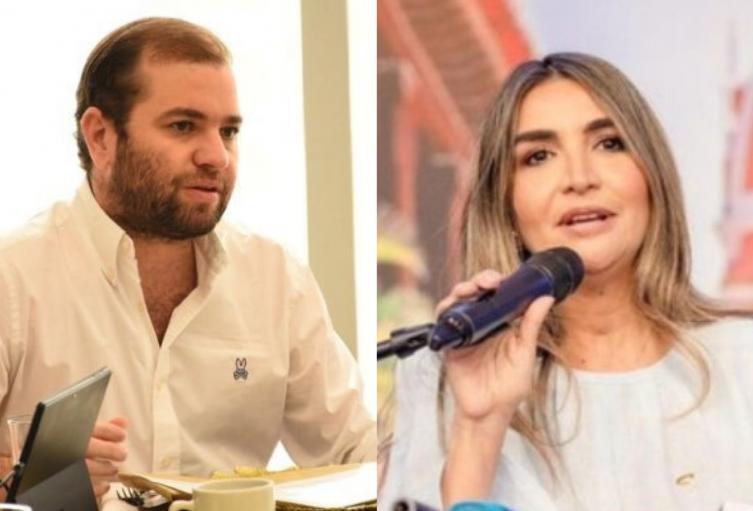 Representante a la Cámara por Bolívar, Enrique Cabrales y la senadora del partido Conaervador, Nadia Blel. 