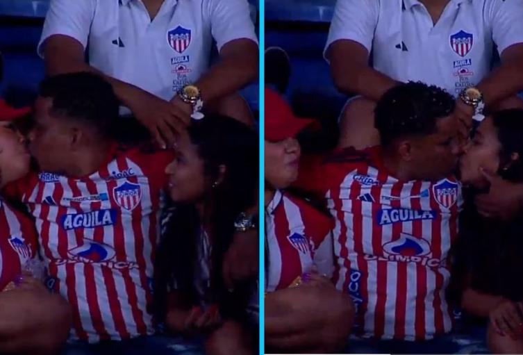 Hincha del Junior se robó el show en la ‘kiss cam’ del Metropolitano Hincha del Junior se robó el show en la ‘kiss cam’ del Metropolitano