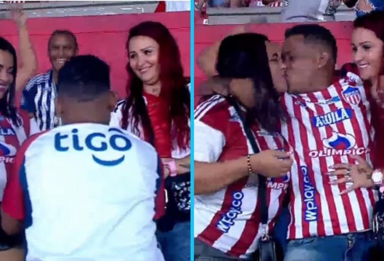 El hincha se arrodilló frente a sus dos novias y les pidió matrimonio durante el partido El hincha se arrodilló frente a sus dos novias y les pidió matrimonio durante el partido