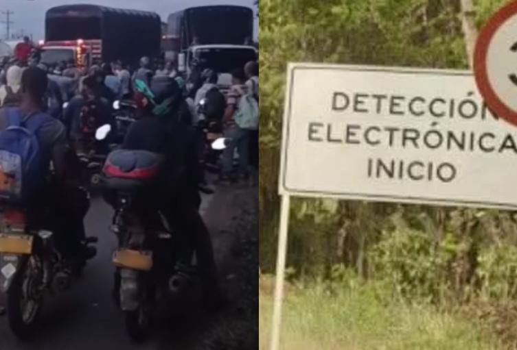 Transportadores bloquean la Troncal de Oriente en el Magdalena por fotomultas Transportadores bloquean la Troncal de Oriente en el Magdalena por fotomultas