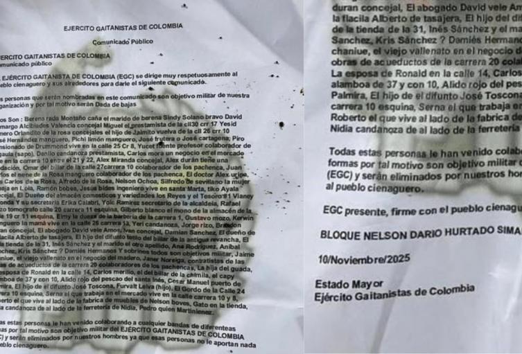 Concejales de Ciénaga sesionan bajo reserva tras amenazas por panfleto intimidante