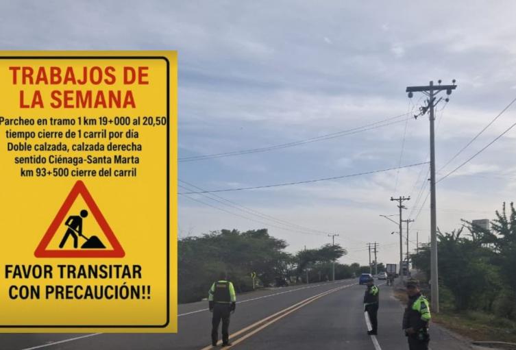  Trabajos de parcheo afectarán carriles en la vía Santa Marta – Barranquilla