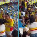 En medio de la fiesta por el triunfo de Colombia 3-0 a Bolivia en el Metropolitano de Barranquilla, una mujer sorprendió a su pareja con su amante