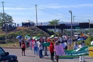 Marchas en La Guajira en contra de los bloqueos en Cerrejón. 