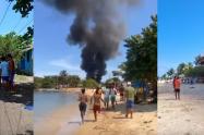 Incendio en playas de Sucre 