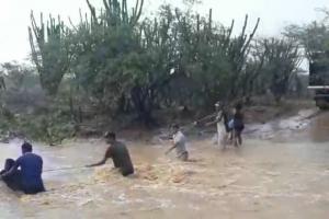 con cuerdas docentes cruzaron a arroyo en la alta guajira 