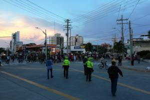 Policía hace presencia en marchas de Barranquilla. 
