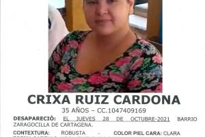 Reportan como desaparecida a Crixa Ruiz Cardona