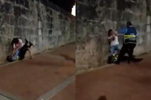 Pelea entre agentes de Tránsito y particular