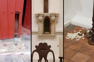 Los bandidos violentaron una de los portones del templo 