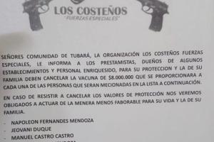 Amenazan a comerciantes, fiscal, entre otras personas.