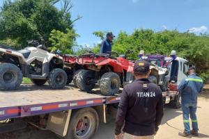 Inmovilizan 14 cuatrimotos de servicio turístico en Punta Canoa 
