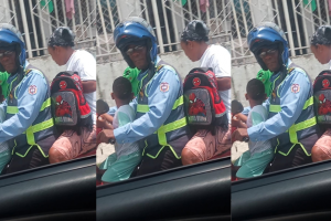 Agente de transito infringiendo normas de tránsito 
