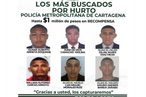 Más buscados por hurto en Cartagena Jul 25