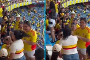 En medio de la fiesta por el triunfo de Colombia 3-0 a Bolivia en el Metropolitano de Barranquilla, una mujer sorprendió a su pareja con su amante