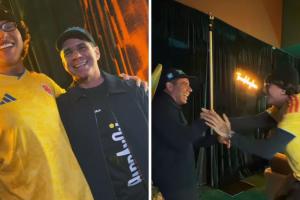 El alcalde Char visitó a Beéle durante uno de sus conciertos en Bogotá.