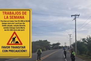  Trabajos de parcheo afectarán carriles en la vía Santa Marta – Barranquilla