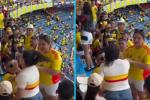 En medio de la fiesta por el triunfo de Colombia 3-0 a Bolivia en el Metropolitano de Barranquilla, una mujer sorprendió a su pareja con su amante