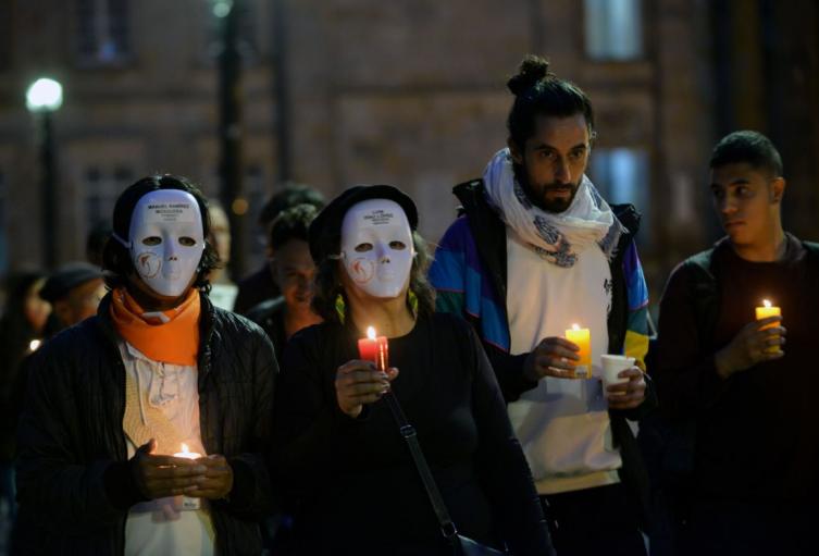 Protesta contra asesinatos de líderes sociales.