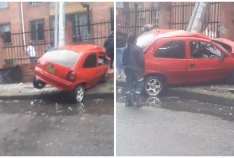 Aparatoso accidente: carro terminó dentro de un conjunto residencial y el conductor murió